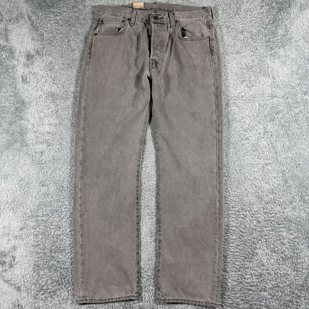 NWT Levis 501 Original Fit Jeans Mens 33x30 Grey Button Fly Straight Leg Denim